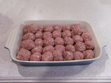 Meatballs in baking dish